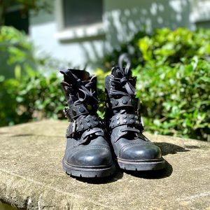 Frye Leather Combat Moto Boots